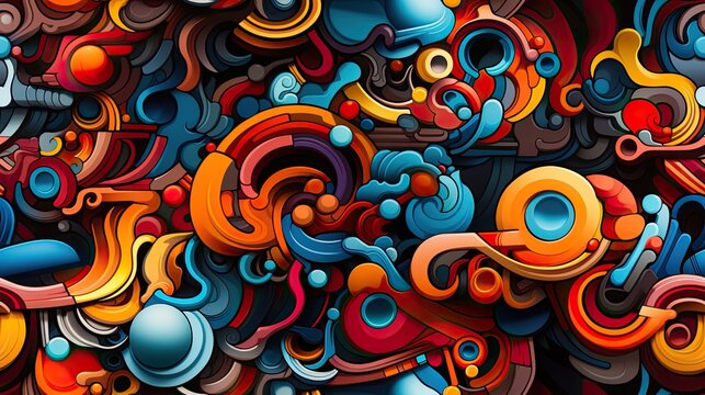Seamless pattern with Colorful  Metropolitan Graffiti Fusion .