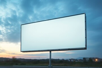 Blank billboard against evening sky. Design template. Generative AI