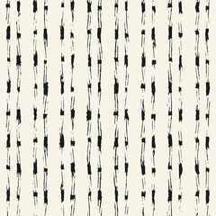 Monochrome Dashed Textured Folk Striped Pattern