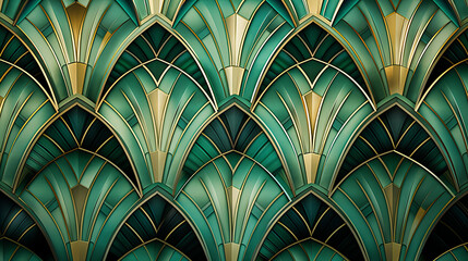 photo of gold, silver and emerald green art deco metallic pattern