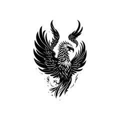 Phoenix Icon hand draw black colour mythical logo symbol perfect.