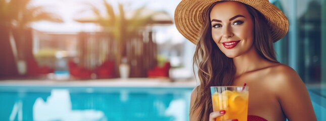 close-up photo of young woman by the pool