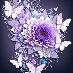 floral butterfly purple realistic background wallpaper ai generative