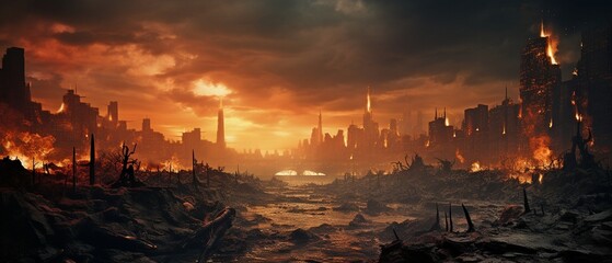 a picture of a city that has been completely destroyed by fire.
