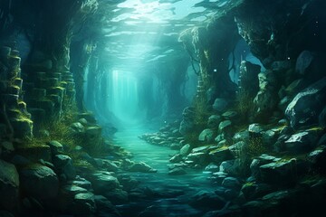tranquil underwater scenery perfect for contemplation. Generative AI