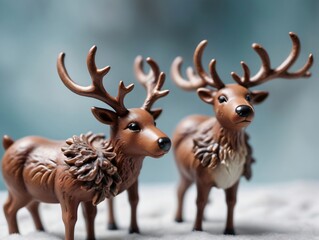 Two Deer Figuris Are Standing On A Table
