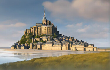 mont saint-michel france - Created with Generative AI Technology