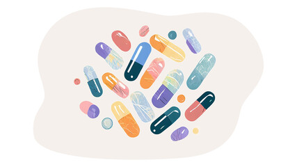 カプセル、イラスト素材