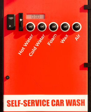 Car Wash Self-Service Machine with Time Counter, Red Vehicle Cleaning Equipment