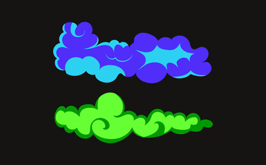 Smoke explosion animation of an explosion with comic flying clouds. Set of isolated vector illustrations to create an explosion effect. The effect of smoke movement, sparkle and dynamic boom.