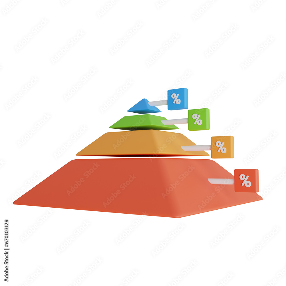 Aufkleber 3d red pyramid chart model with three levels. lavender-themed 3d red pyramid chart model for pyramid