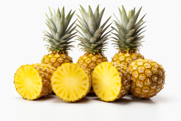 Isolated image of ripe pineapples on white background