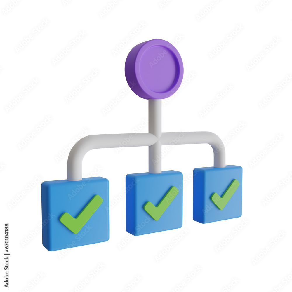 Aufkleber 3d blue flowchart model with three levels. lavender-themed 3d blue flowchart model for flowchart dat