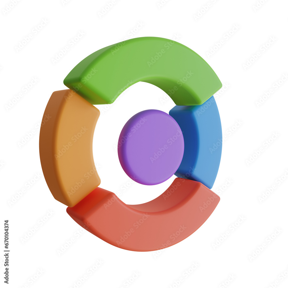 Poster 3d colored doughnut chart model. lavender-themed 3d colored doughnut chart model for data governance
