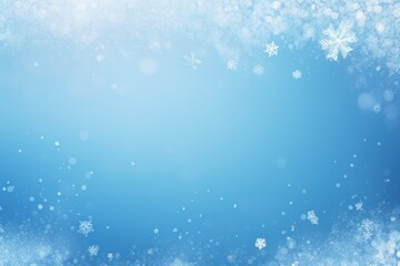 Winter blue background,  falling snow and snowflakes.