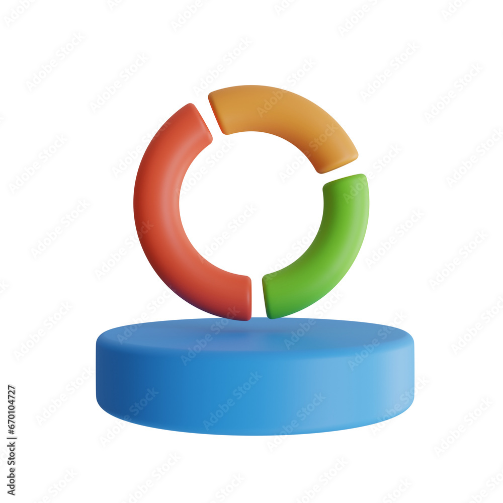 Aufkleber 3d colored three-part chart model. lavender-themed 3d colored three-part chart model for data. 3d il