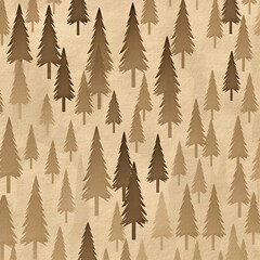A serene forest landscape with brown trees against a neutral beige backdrop