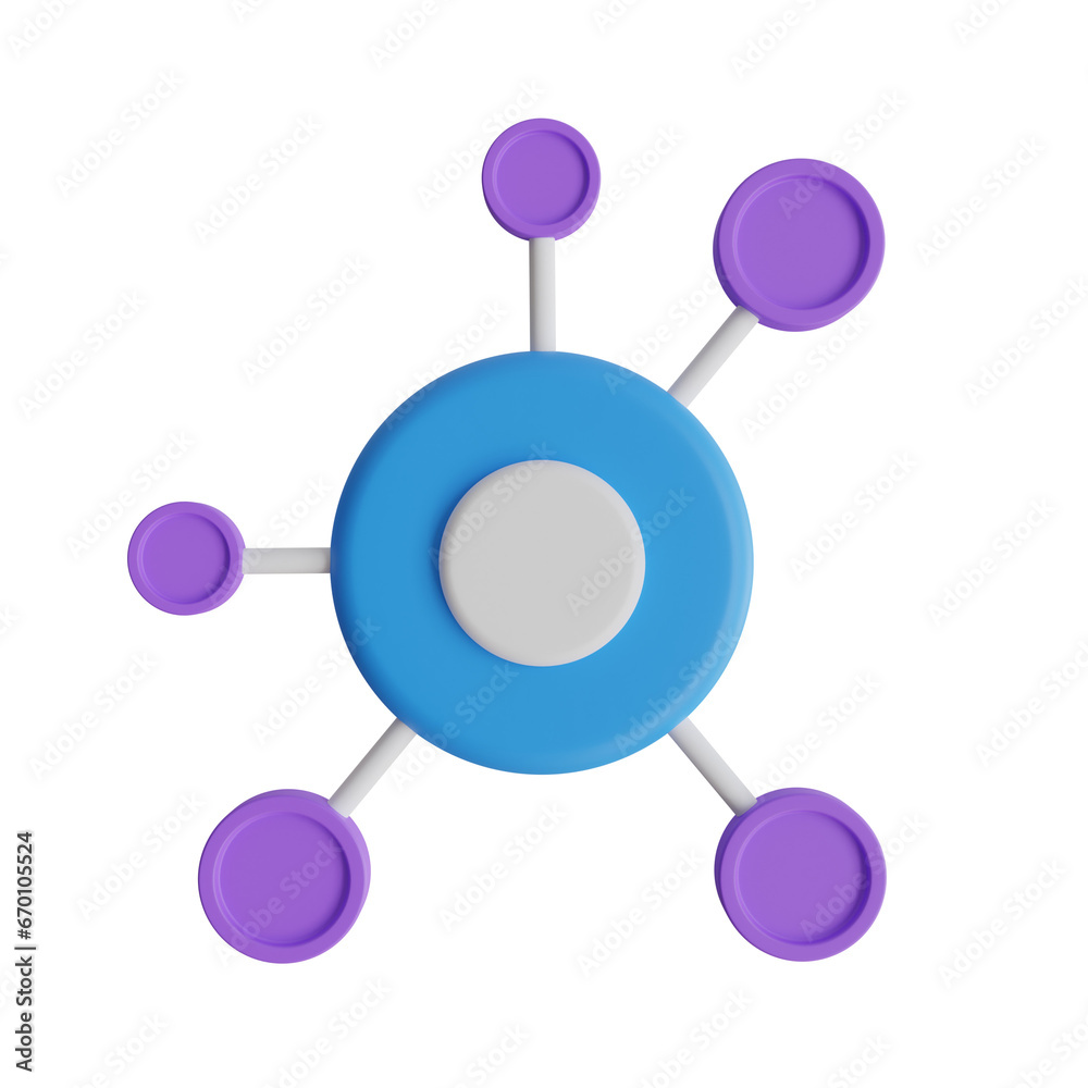 Poster 3d colored analysis model with three parts.lavender-themed 3d colored analysis model for analysis da