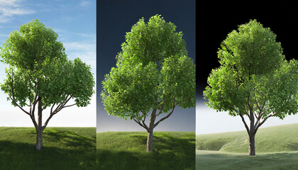 set of corylus trees photorealistic 3d rendering transparent background for digital composition architecture visualization