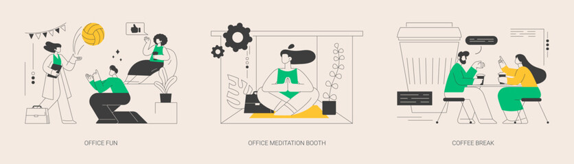 Stress management at work abstract concept vector illustrations.