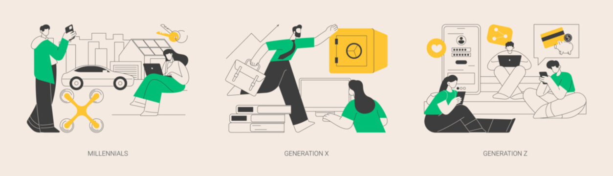 Generational change abstract concept vector illustrations.
