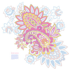 Fototapeta na wymiar Paisley isolated. Card with paisley isolated for design. Floral vector pattern. Embroidery floral vector pattern. 