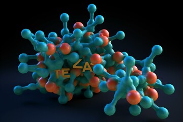 Illustration of a molecule for the cancer drug tazemetostat. Generative AI