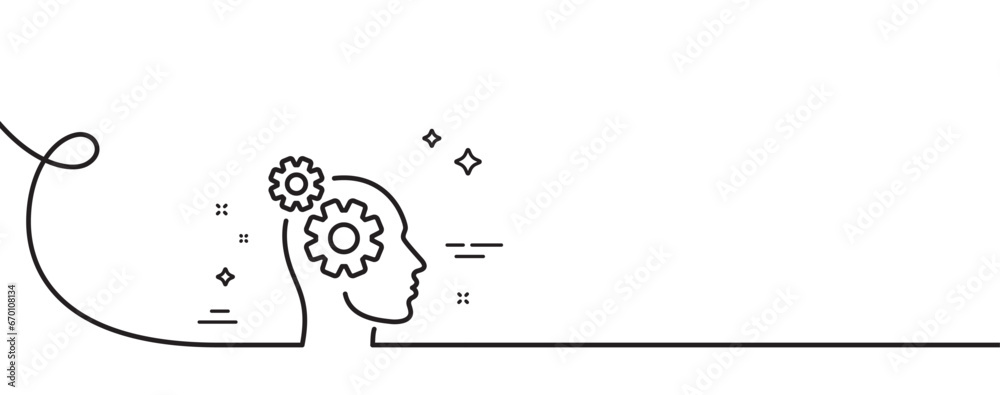 Poster thoughts line icon. continuous one line with curl. teamwork sign. core value symbol. thoughts single