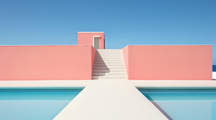 colorful house in the beach. Generative AI - obrazy, fototapety, plakaty