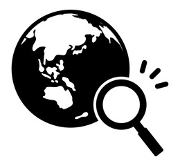 地球とルーペのシルエット