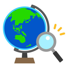 地球儀とルーペ