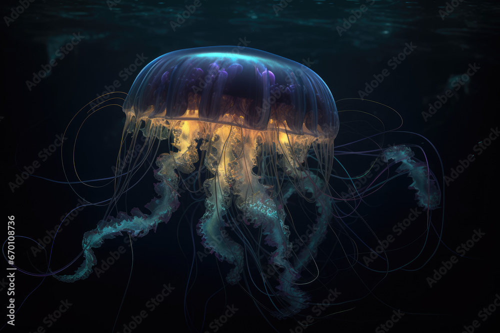 Canvas Prints jelly fish in the water - generative ai