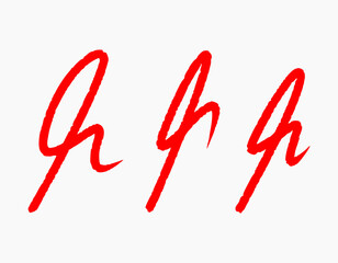 Approval sign with red. Set of hand drawn initial sign to giving scores.