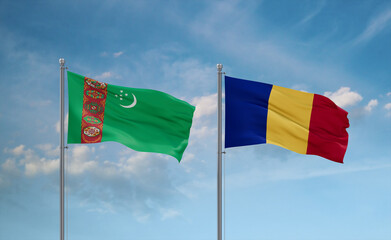 Chad and Turkmenistan flags, country relationship concept