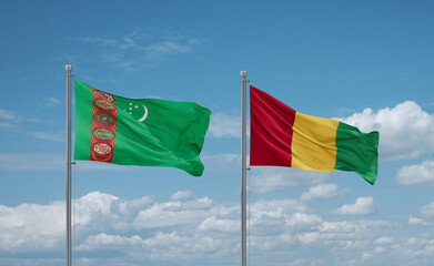 Guinea and Turkmenistan flags, country relationship concept