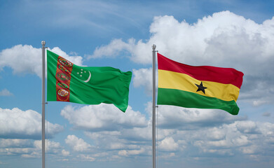 Ghana and Turkmenistan flags, country relationship concept