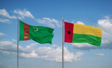 Guinea-Bissau and Turkmenistan flags, country relationship concept