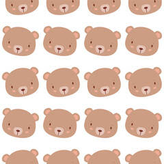 Pattern with bears. Simple seamless pattern with cute teddy bear muzzle. Children's illustration