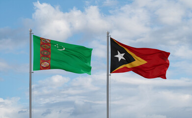 East Timor and Turkmenistan flags, country relationship concept