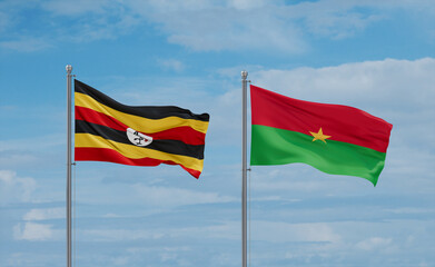 Burkina Faso and Uganda flags, country relationship concept