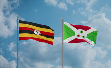 Burundi and Uganda flags, country relationship concept