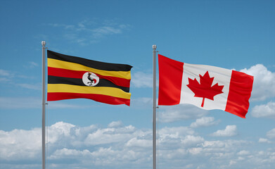 Canada and Uganda flags, country relationship concept