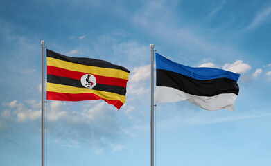 Estonia and Uganda flags, country relationship concept