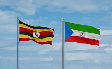 Equatorial Guinea and Uganda flags, country relationship concept
