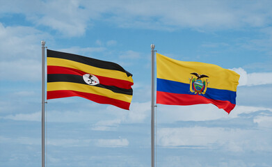 Ecuador and Uganda flags, country relationship concept