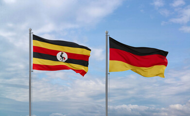 Germany and Uganda flags, country relationship concept
