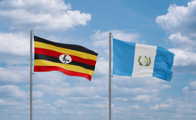 Guatemala and Uganda flags, country relationship concept