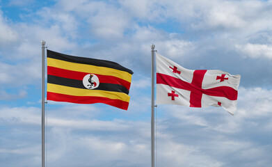 Georgia and Uganda flags, country relationship concept