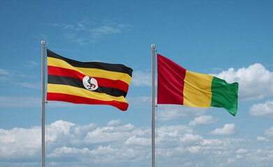 Guinea and Uganda flags, country relationship concept