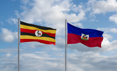 Haiti and Uganda flags, country relationship concept